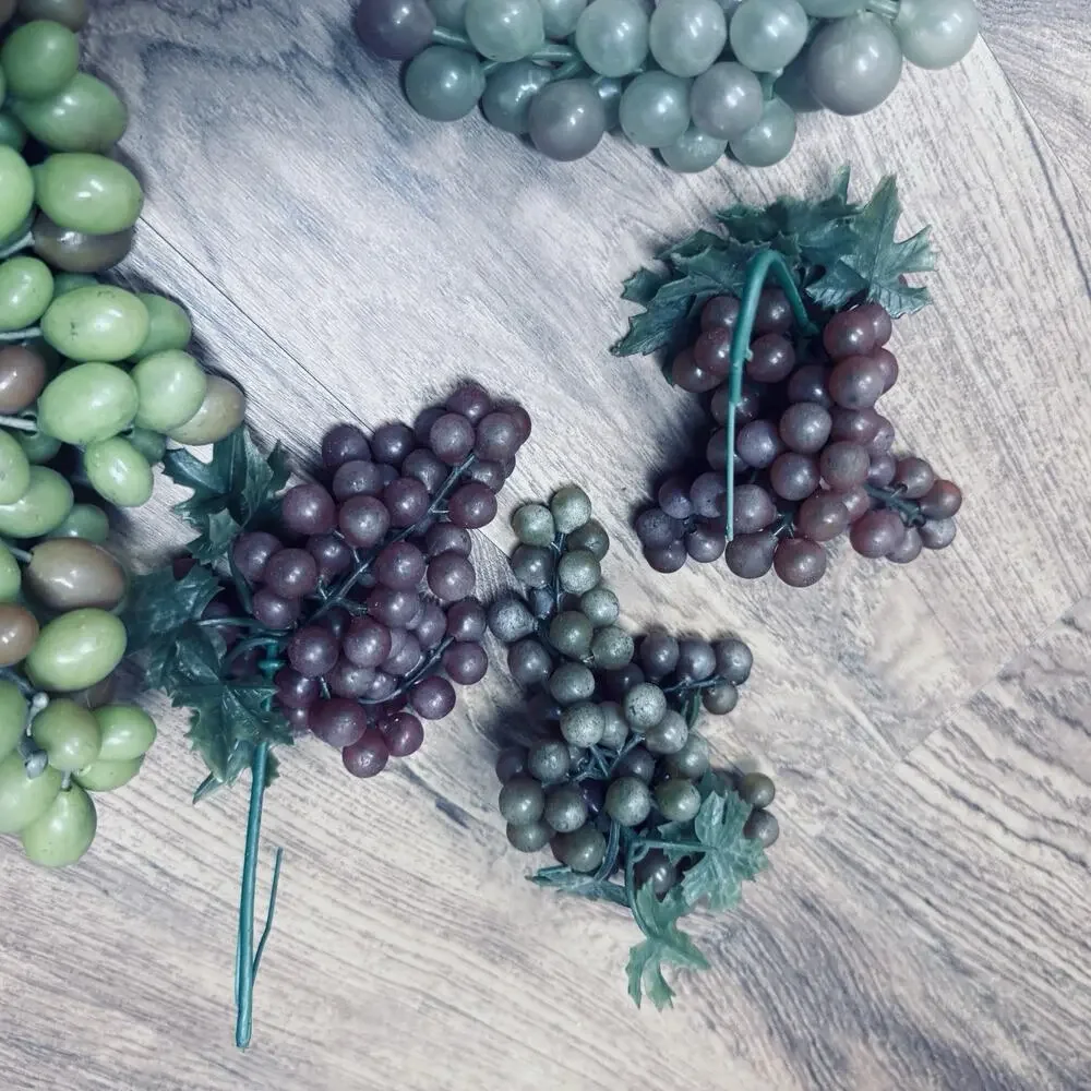 Grape Clusters Lot Artificial Fruit Red Purple Green Grapes Rubber Plastic Bunch